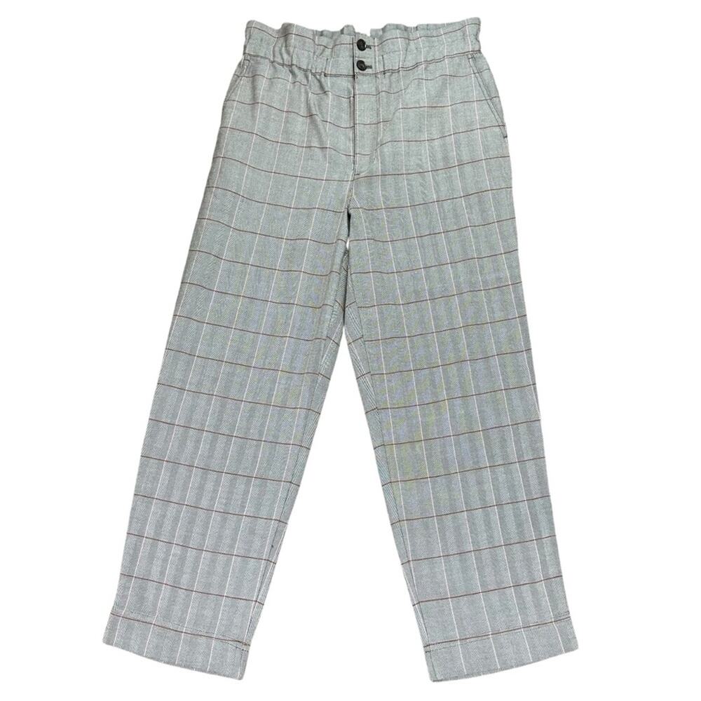 Madewell Paperbag High Rise Tapered Cropped Pants Plaid Size 10 NWOT - Picture 1 of 8